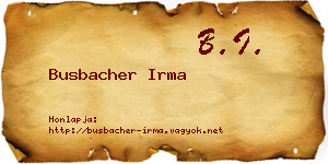 Busbacher Irma névjegykártya
